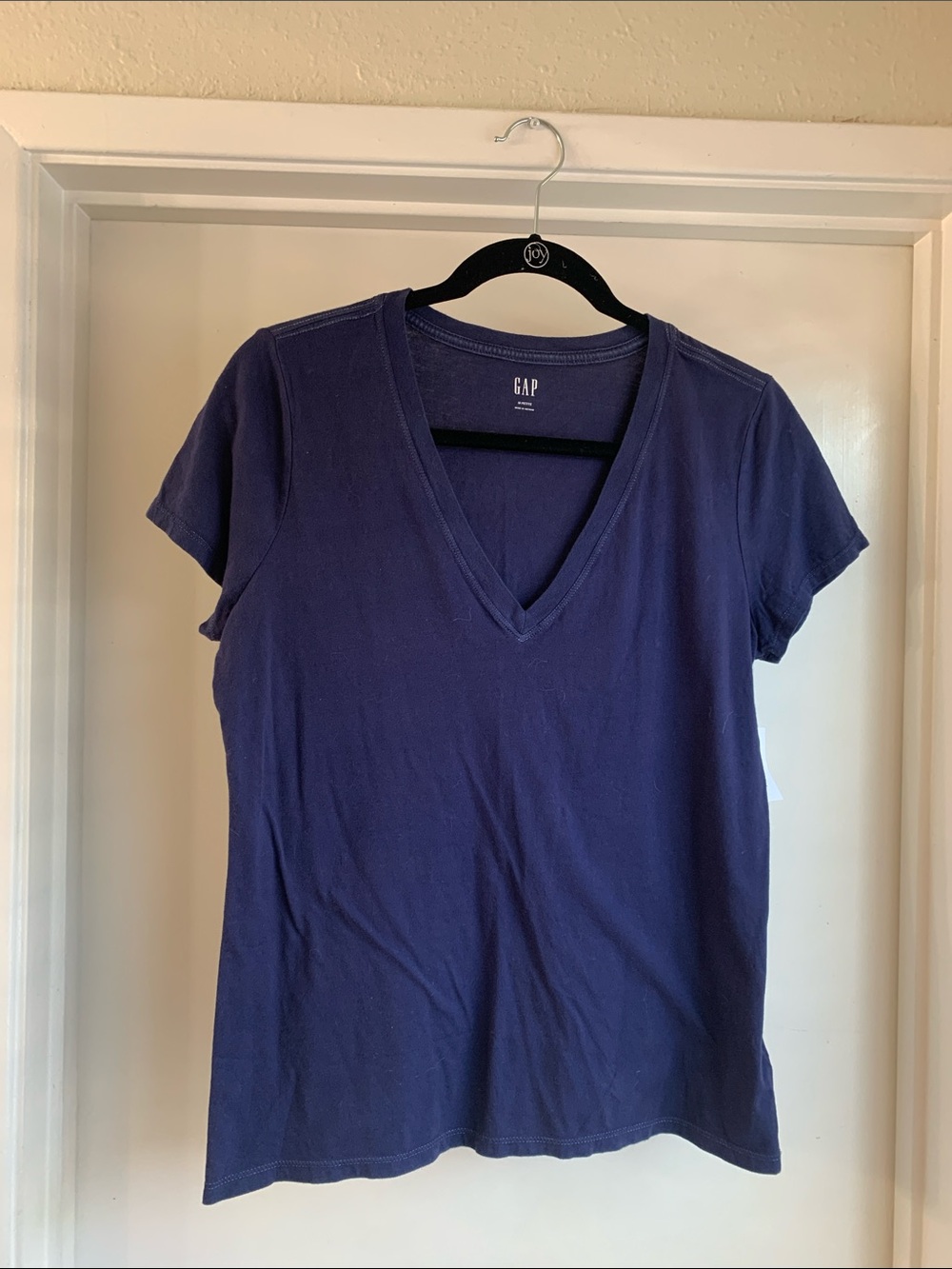 NWT GAP Women's Navy Blue Wash V-Neck Charcoal Gray T-Shirt Large Petite